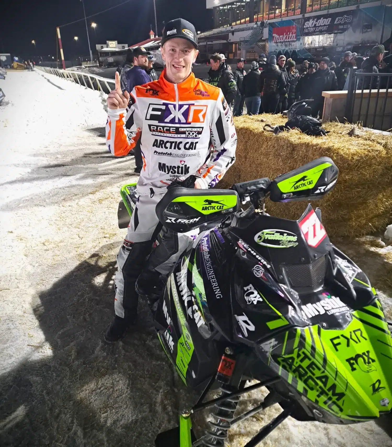 Team Arctic snocross. Daniel Benham at Canterbury with sled