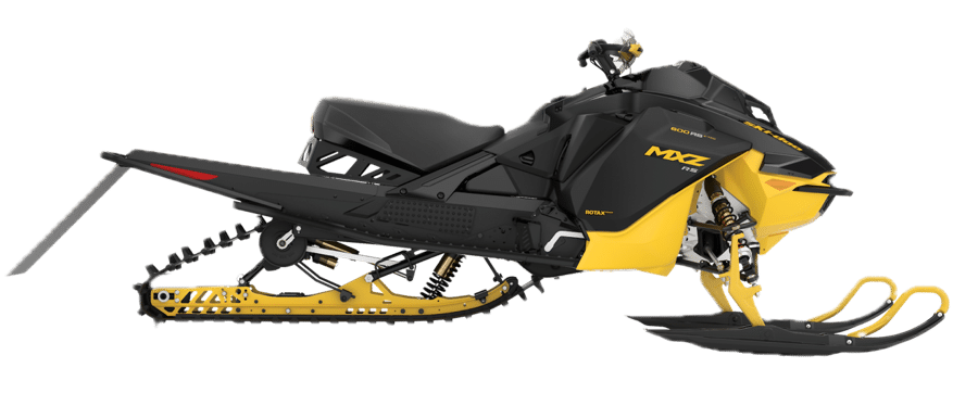 Ski-Doo MXZ 600RS E-TEC 2027 noire et jaune, vue de profil